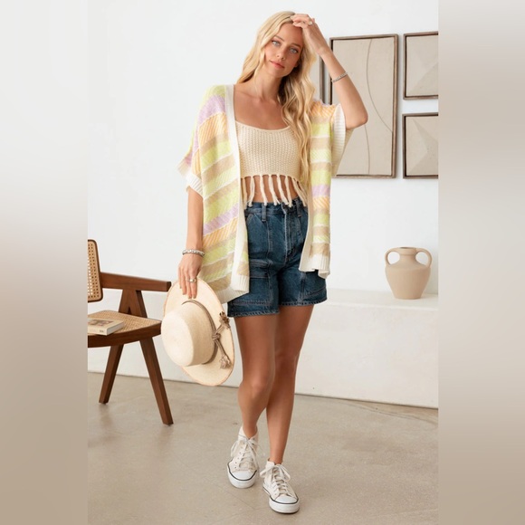 Color Knitted Open Front Cardigan - Picture 6 of 7